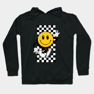 Retro Smile Face Chess Black White Hoodie